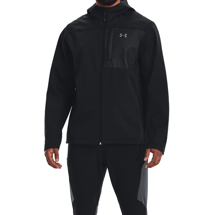 Shop Under Armour Jaket Hoodie Zip-Up Logo Hitam Solid 1371587-001