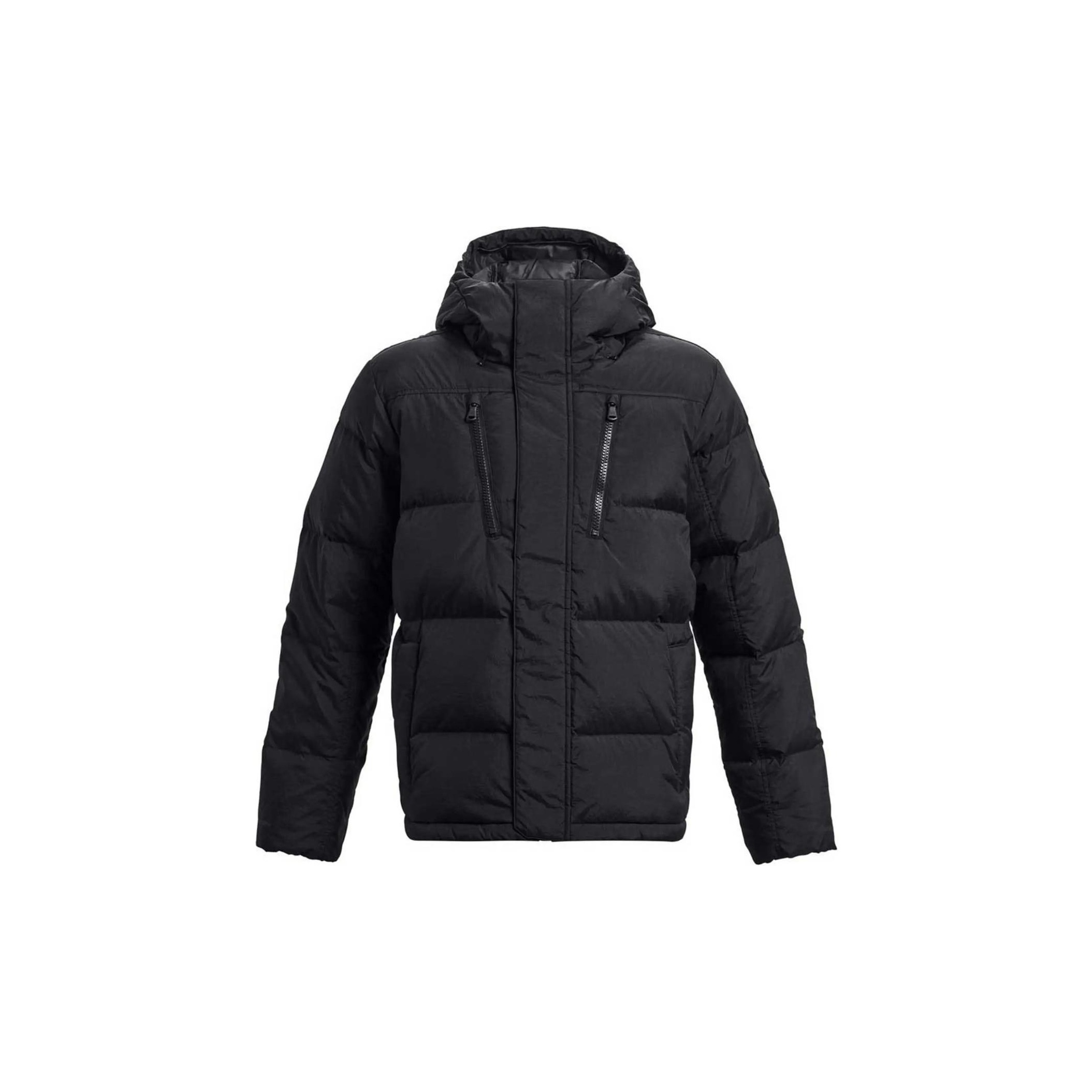 Lookbook Under Armour Black Unisex Hooded Down Jacket - Simple, Warm, Comfortable + Necklace 1378830-001（）