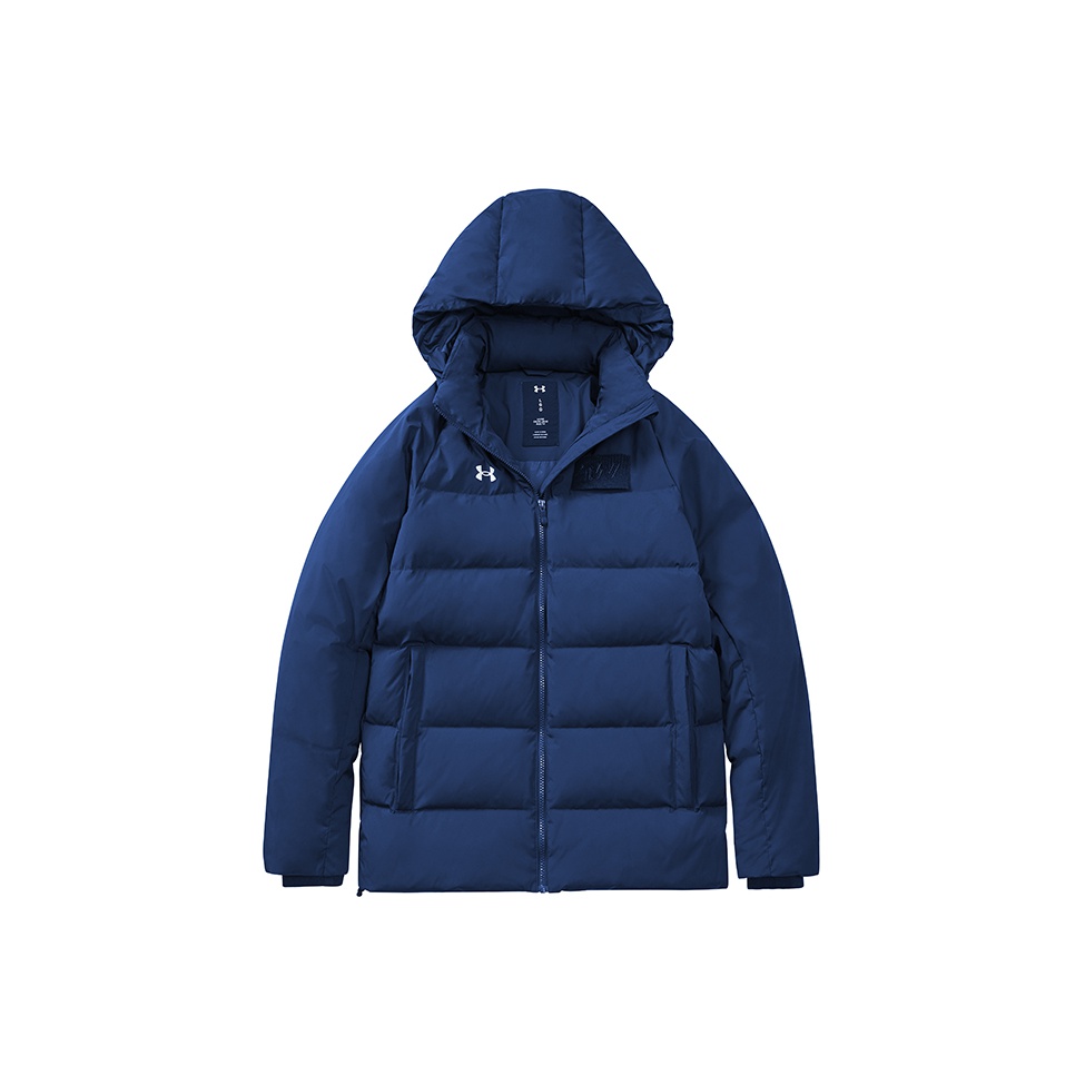 Lookbook Under Armour Jaket Puffer Biru Unisex dengan Kalung - Hangat & Stylish. 21600801-408（）