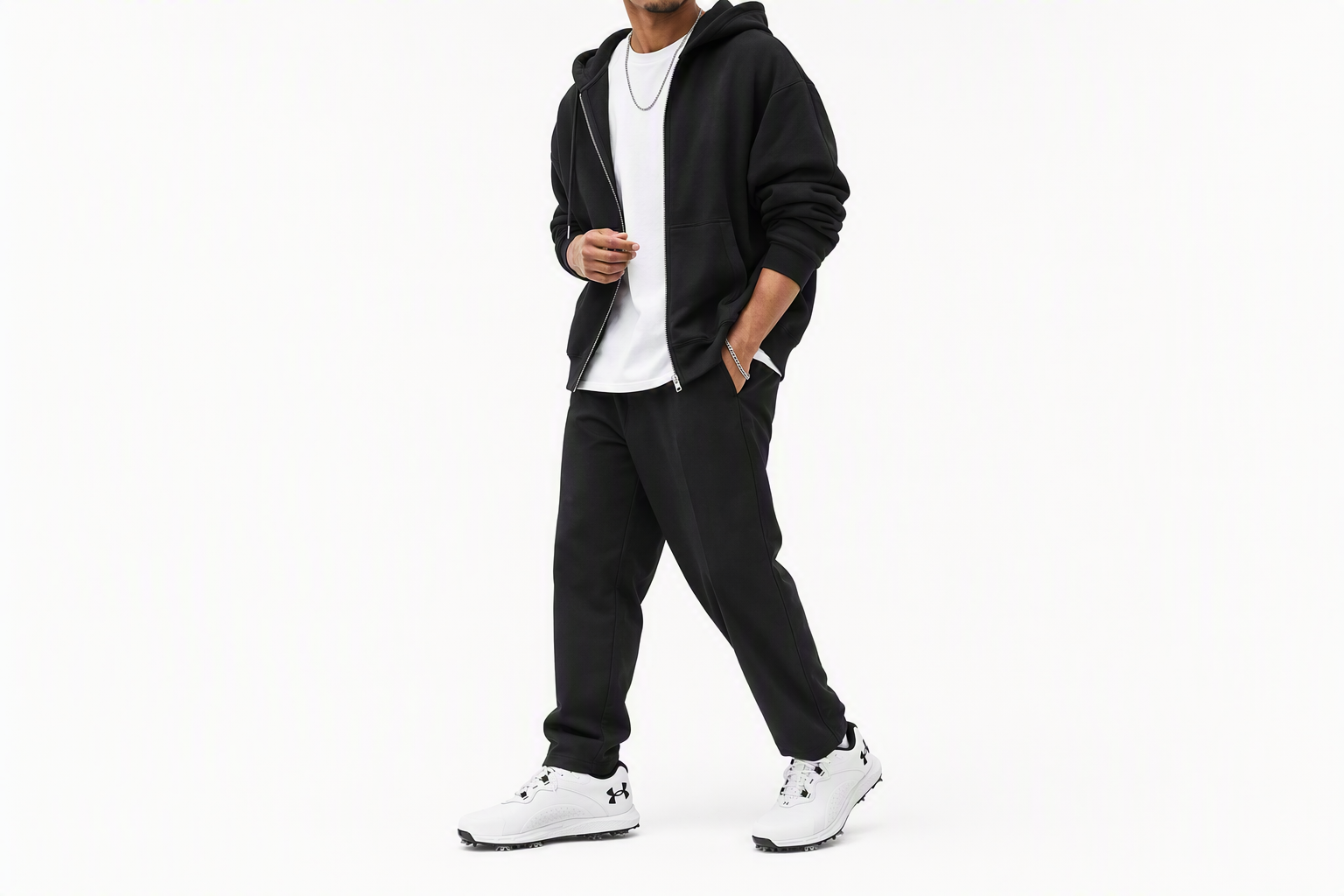 Order Under Armour Charged Draw 2 Golf Wide 'White Black' 3026401-100