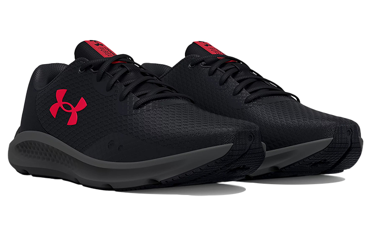 Lookbook Under Armour Charged Pursuit 3 4E Wide 'Hitam Merah' 3025801-003