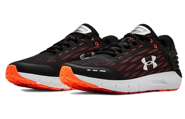 Lookbook Under Armour Charged Rogue 'Black Orange Glitch' Sepatu Lari Pria 3021225-002