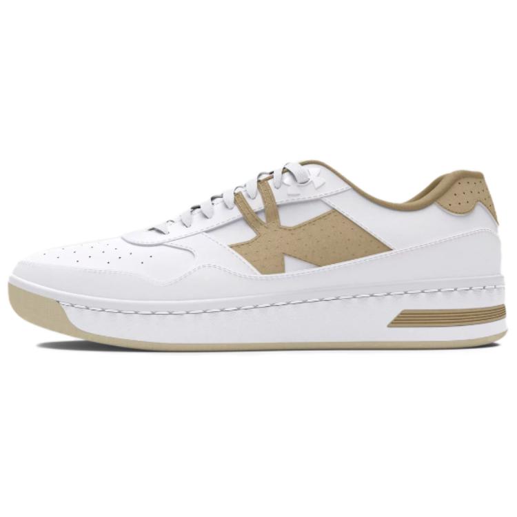 Under Armour Court 96 Low-Top Casual Shoes White Brown Comfortable Sneakers 3028765-103