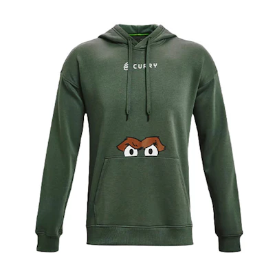 Under Armour Curry Sesame Green Printed Hoodie Sweater Relaxed Fit 1368318-332