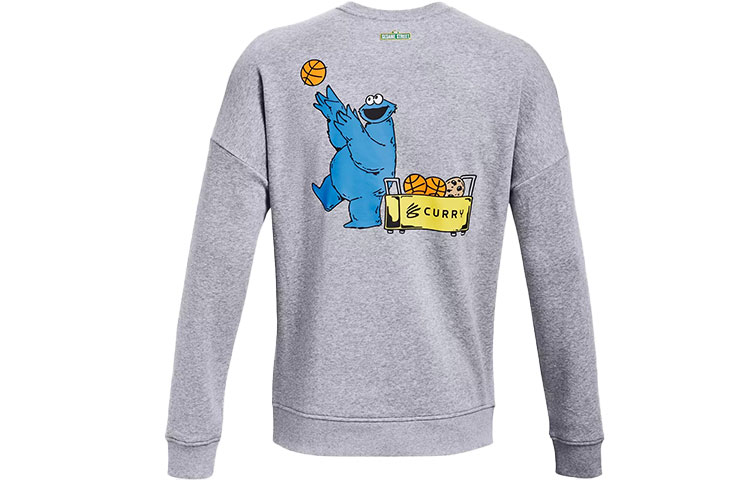 Under Armour Curry Sesame Street Cookie Graphic Pullover Sweatshirt Grey Mens 1369618-011