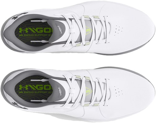 安德玛 Drive Pro 防滑高尔夫宽鞋“白色金属枪色” 3026921-100 Shop 安德玛 Drive Pro 防滑高尔夫宽鞋“白色金属枪色” 3026921-100
