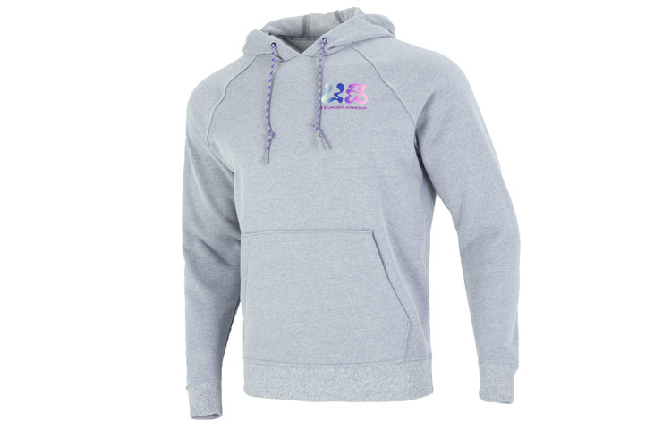Under Armour Elevated Terry Hoodie Grey - Casual Pullover with Colorful Print 1373844-035