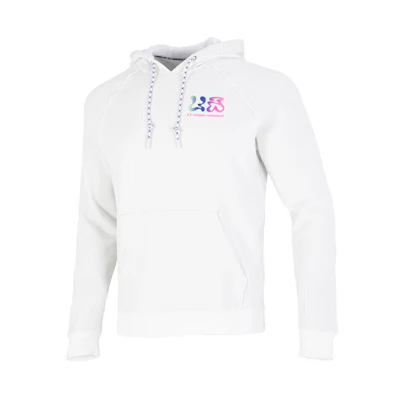 Under Armour Elevated Terry Hoodie White Pullover with Multicolor Lettering 1373844-112