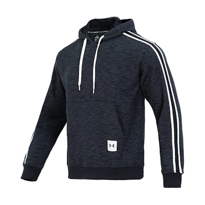 Under Armour Essential Heritage Stripe Logo Hoodie Grey Casual Pullover 1373813-001