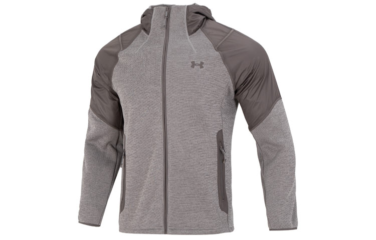 Under Armour Essential Swacket Grey Hoodie Jacket with Logo Patch 1357475-176