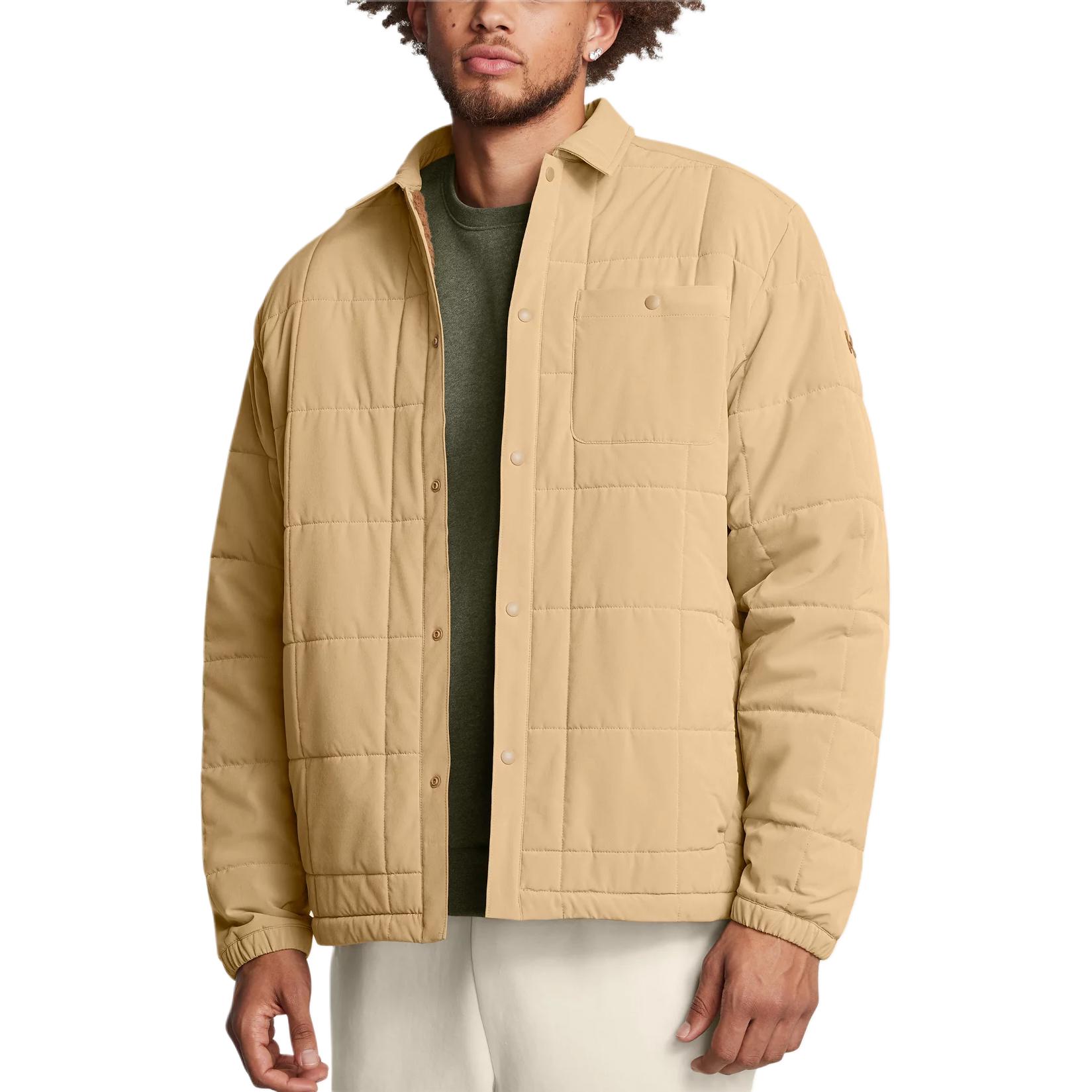 Shop Under Armour Expanse Storm Quilted Water-Resistant Outdoor Shirt Jacket Tan Men 1387030-263