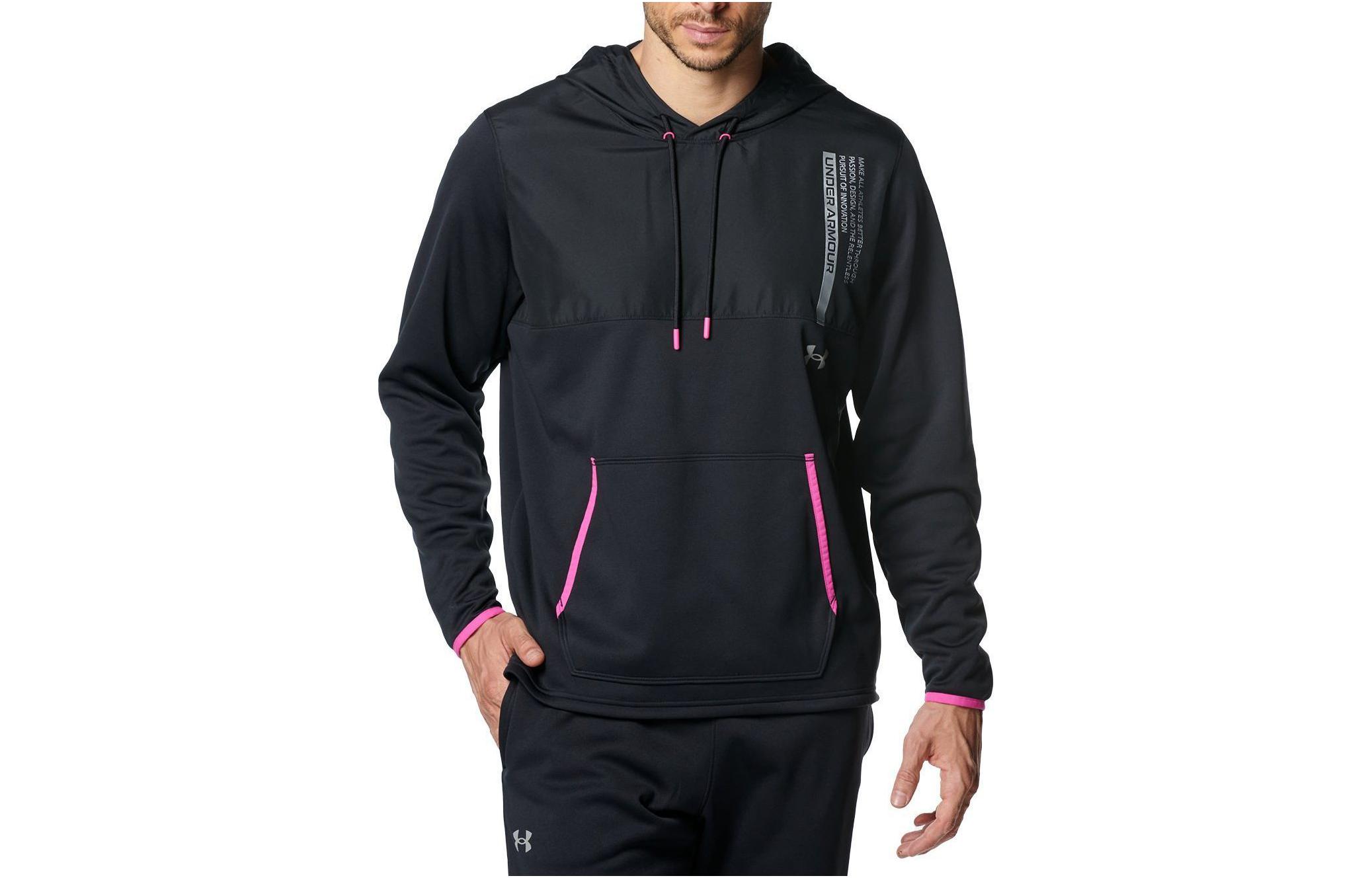 Under Armour Fleece Max Logo Hoodie Black Loose Fit Sweatshirt 1381326-001
