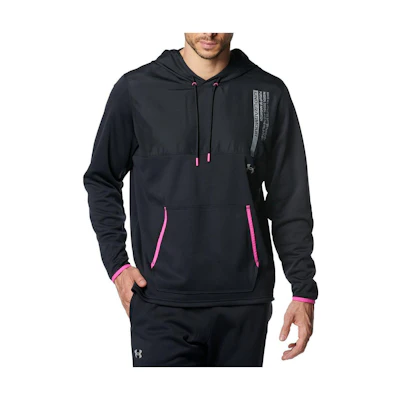 Under Armour Fleece Max Logo Hoodie Black Loose Fit Sweatshirt 1381326-001