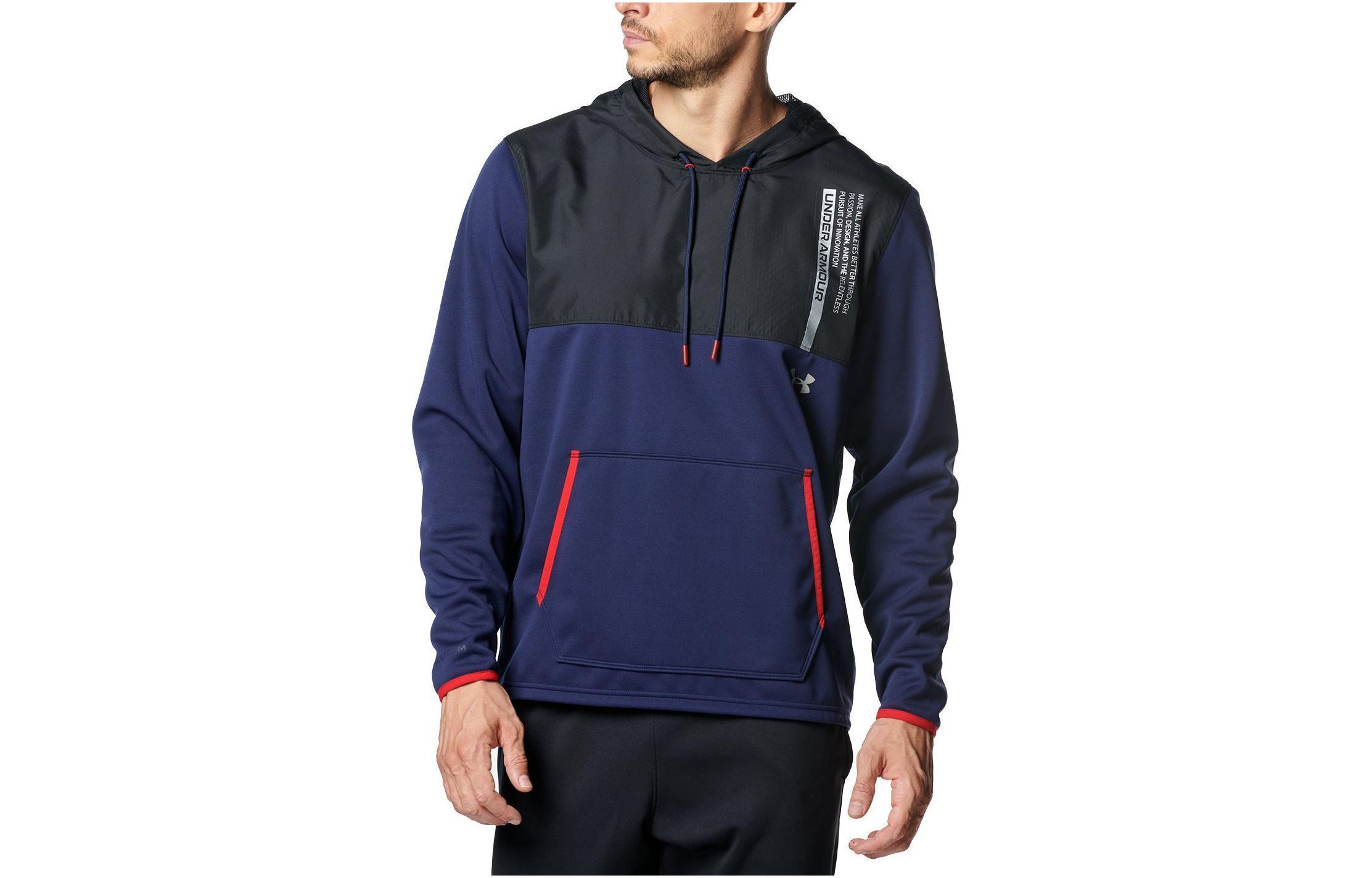 Under Armour Fleece Max Navy Blue Hoodie with Letter Print 1381326-410