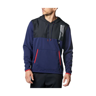 Under Armour Fleece Max Navy Blue Hoodie with Letter Print 1381326-410