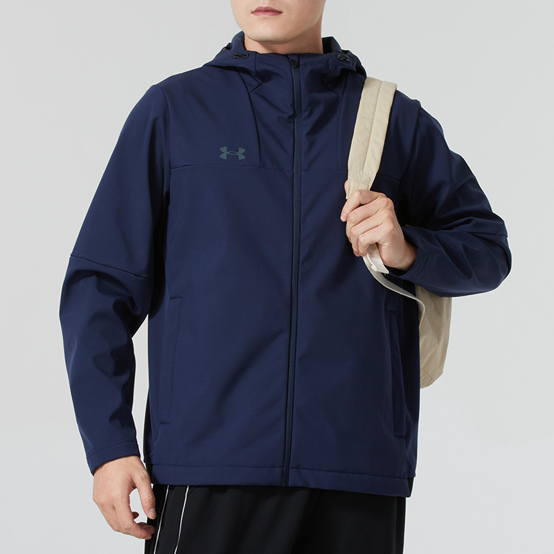 Under Armour Fleece Windbreaker Hoodie Navy Unisex with Necklace Gift 24600408-409 圖 6
