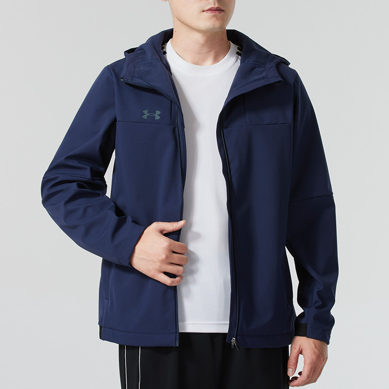 Under Armour Fleece Windbreaker Hoodie Navy Unisex with Necklace Gift 24600408-409 圖 7