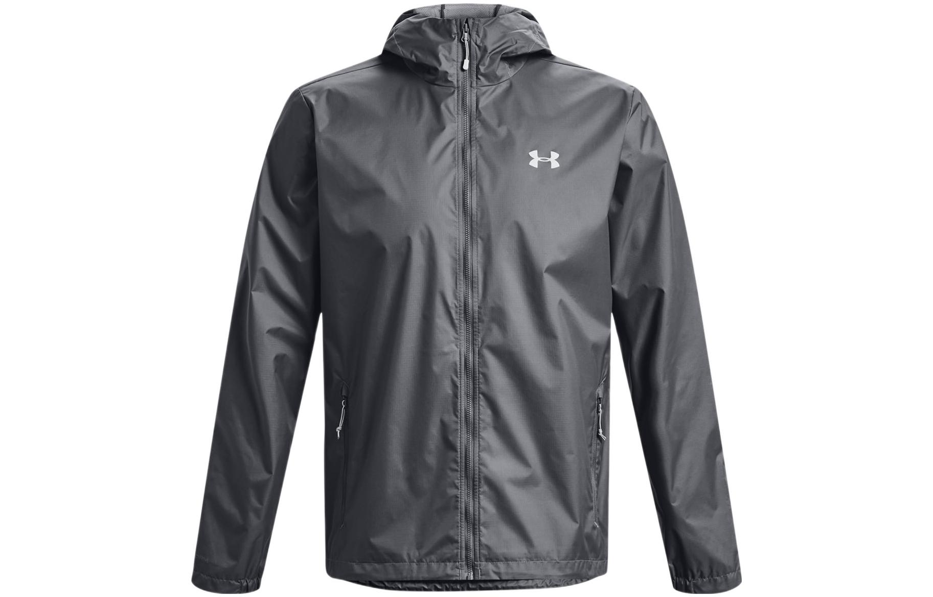 Under Armour Forefront Rain Logo Print Zip Hoodie Jacket Men’s Peach Grey 1321439-013