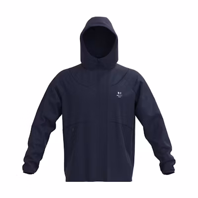 Under Armour FW22 Blue Solid Logo Printed Hooded Jacket 1373806-410