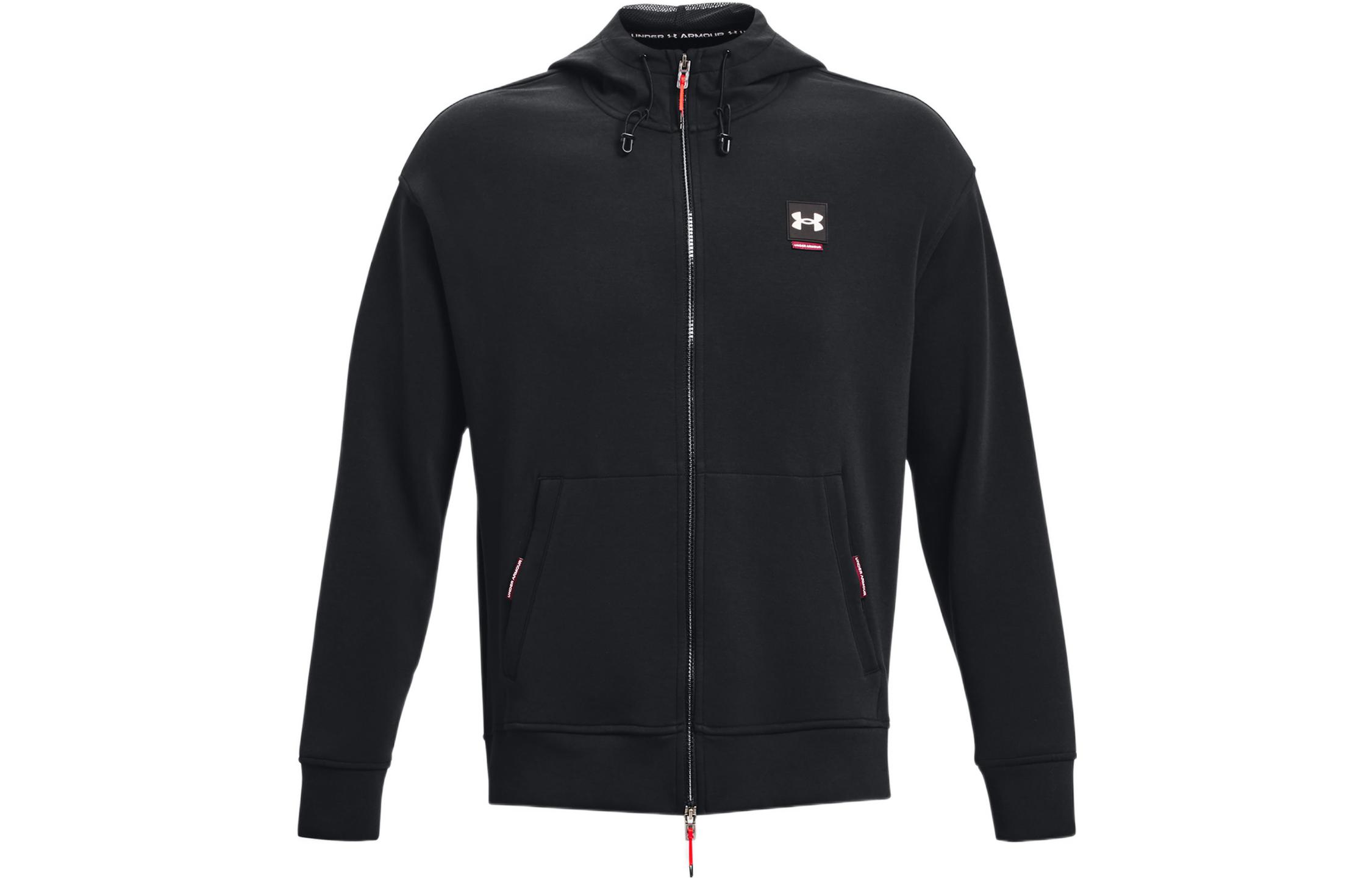 Under Armour FW22 Retro Black Zip-Up Jacket with Logo 1373801-001