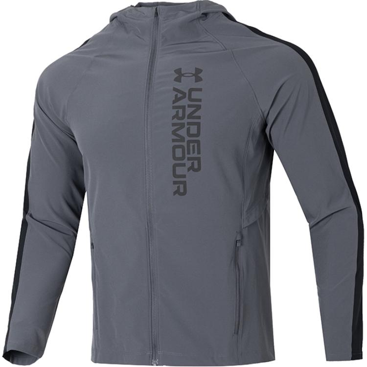 Under Armour Gray/Black Breathable Running Jacket for Training & Fitness 1377486-025