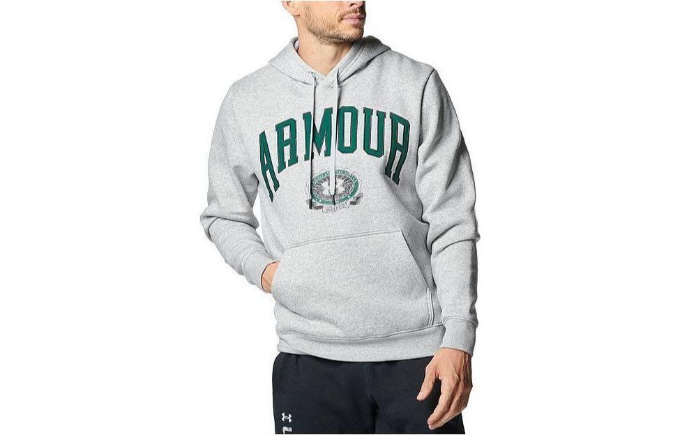 Under Armour Gray Letter Print Hoodie Long-Sleeve Sweatshirt 1381332-011