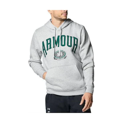 Under Armour Gray Letter Print Hoodie Long-Sleeve Sweatshirt 1381332-011