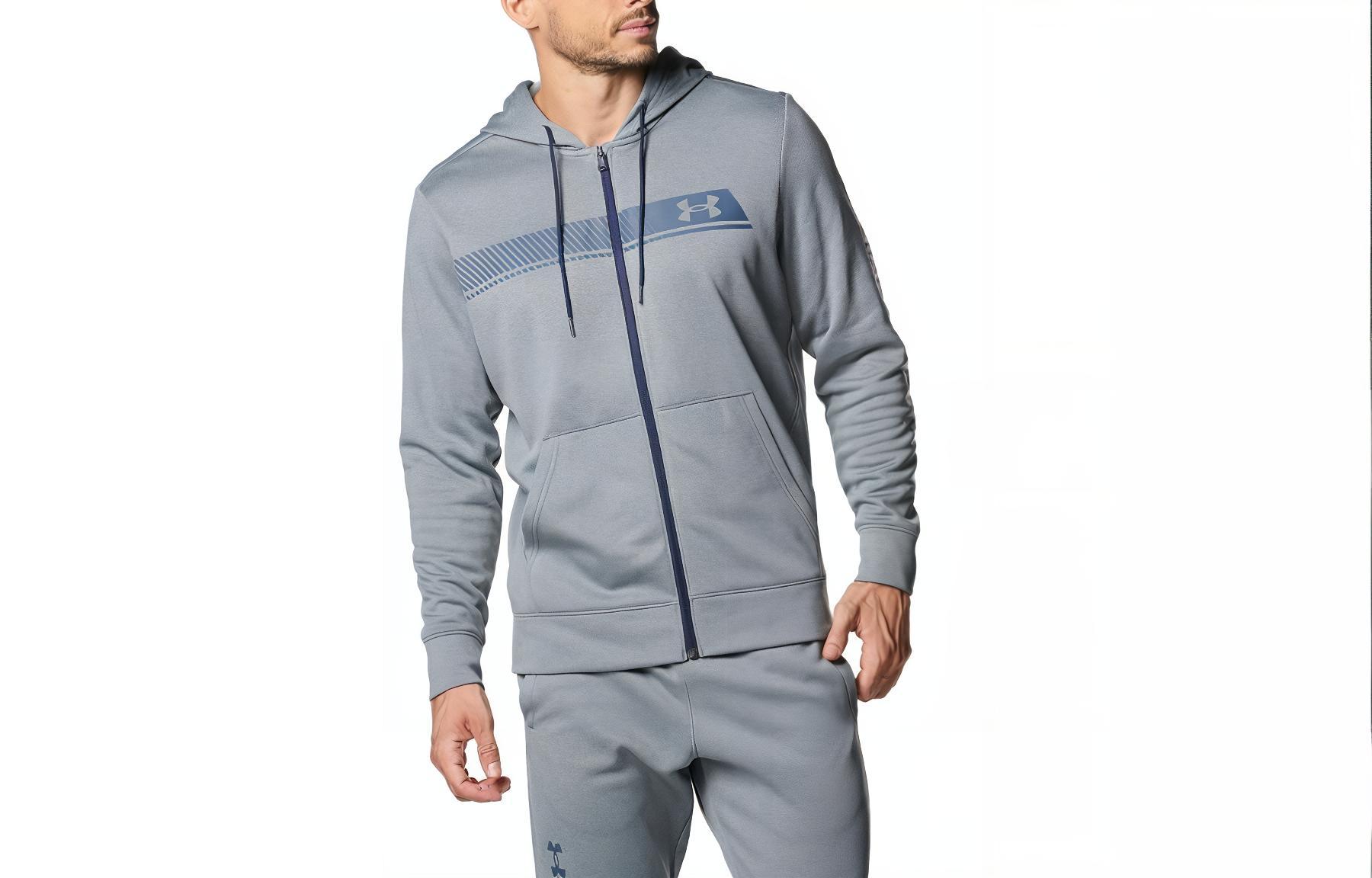Under Armour Gray Loose Fit Zip Hoodie Jacket with Letter Print Design 1381329-012