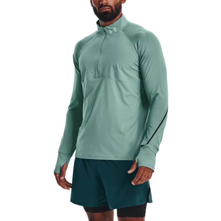 Shop Under Armour Green Half-Zip Solid Running Sweatshirt 1365662-177