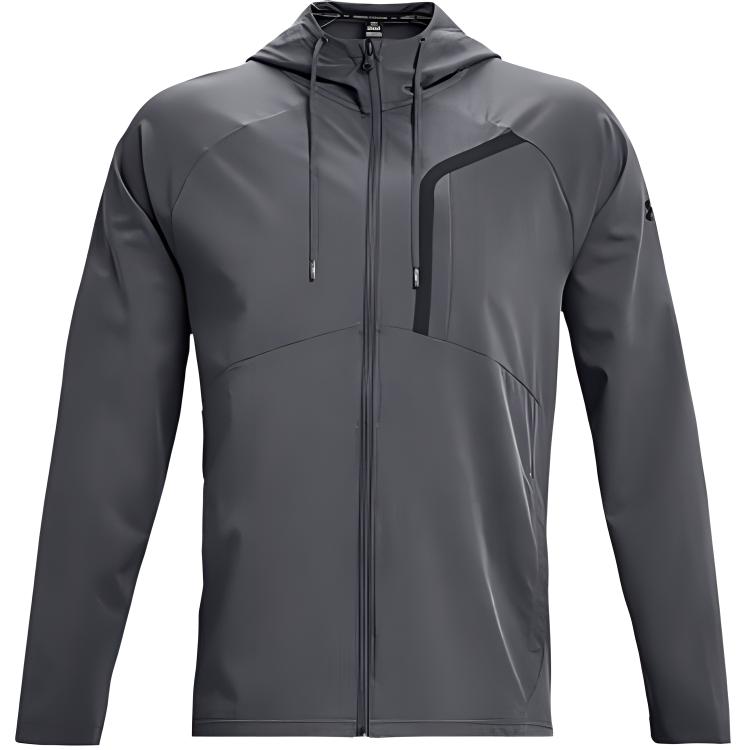 Under Armour Grey Full-Zip Hoodie Jacket – Breathable Athletic Training Wear 1376967-012