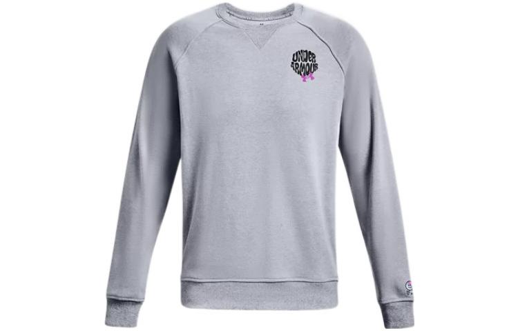 Under Armour Grey Pullover Crewneck Sweatshirt with Letter Print 1373837-035