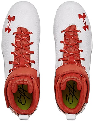 Under Armour Harper 5 中筒 RM 棒球鞋 白橙色 Shop Under Armour Harper 5 中筒 RM 棒球鞋 白橙色