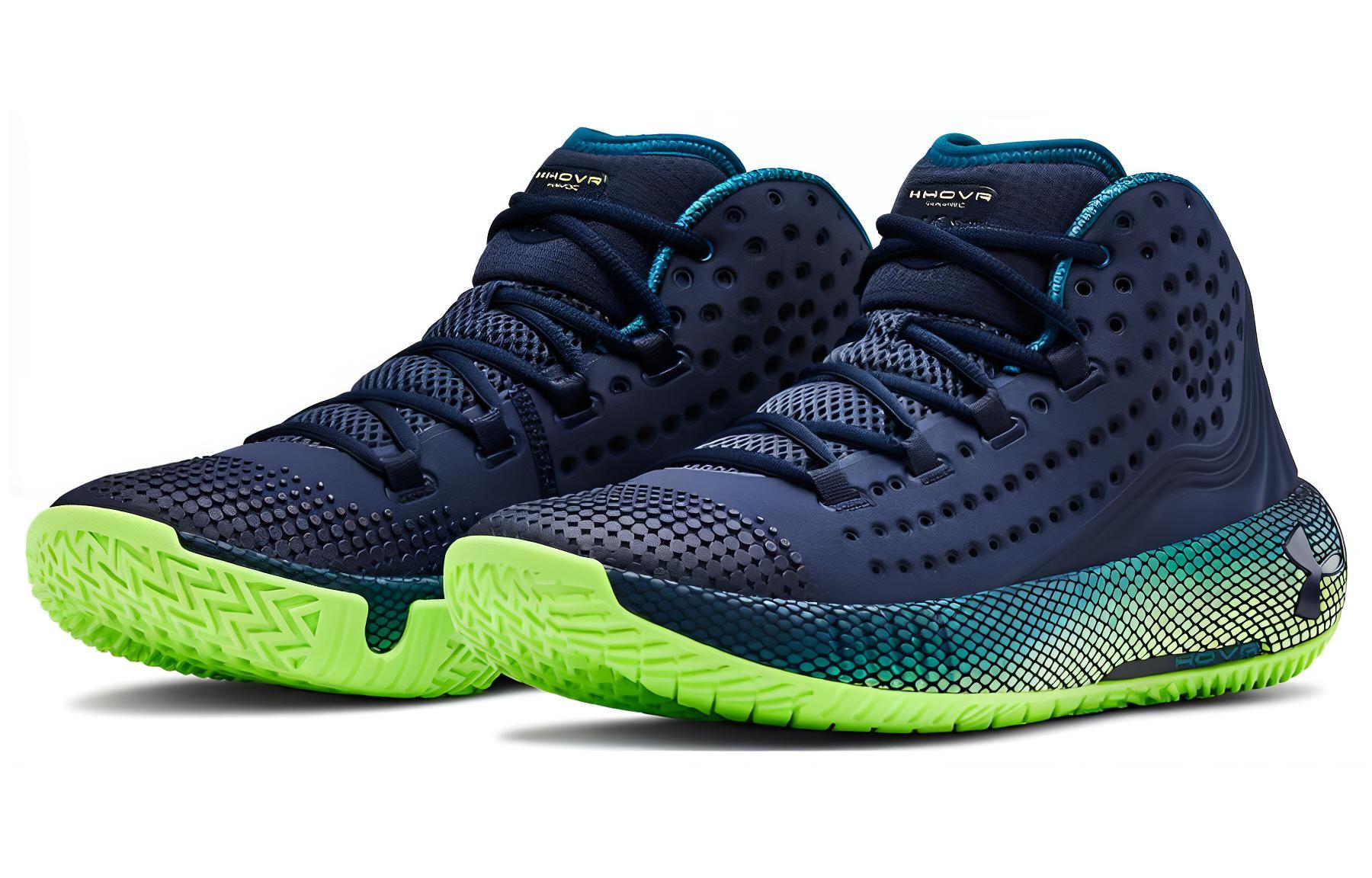 Lookbook Under Armour HOVR Havoc 2 ''Navy Lime'' Herren Basketballschuhe Blau Grün 3022050-401