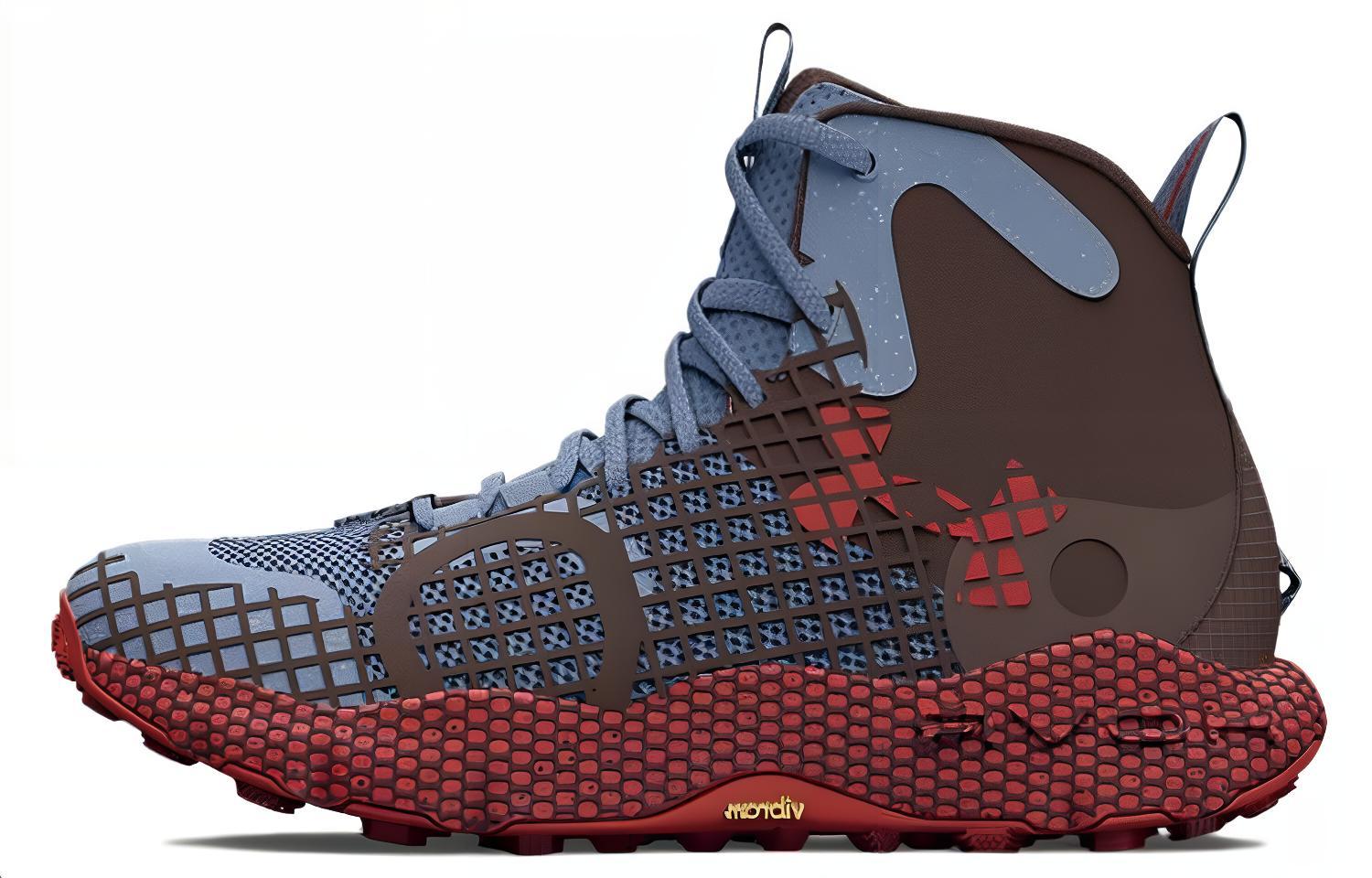 Under Armour HOVR Ridge Trek Waterproof Trail Shoes 'Blue Brown Red' 3026736-300