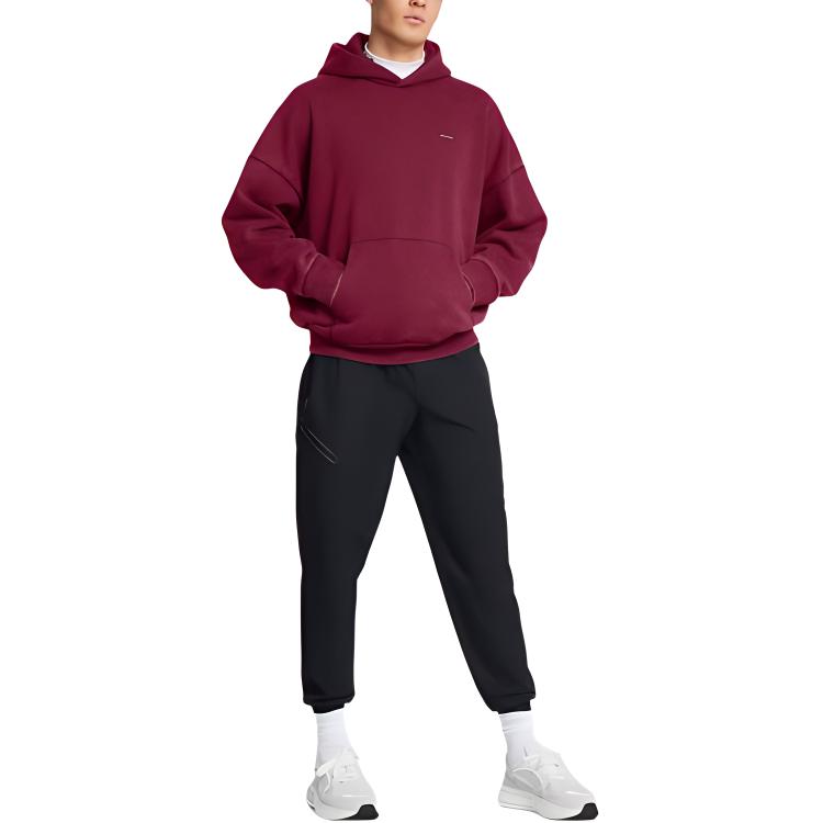 Details for Under Armour Icon Heavyweight Hoodie Deep Red Fashionable and Versatile 1386552-625