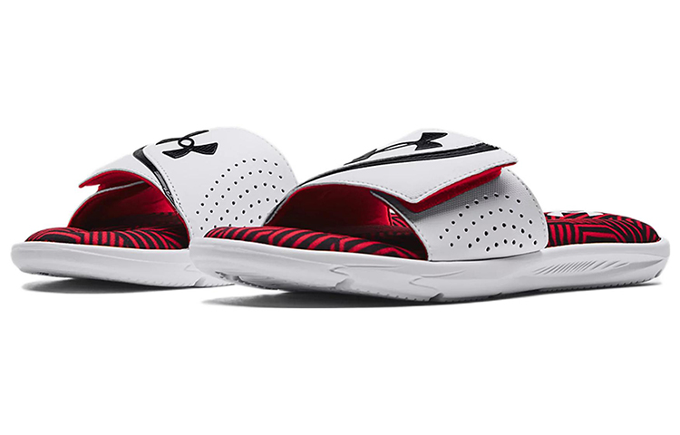 Lookbook Under Armour Ignite 6 Graphic Strap Slide ''Weiß Rot'' Sandalen 3024451-105