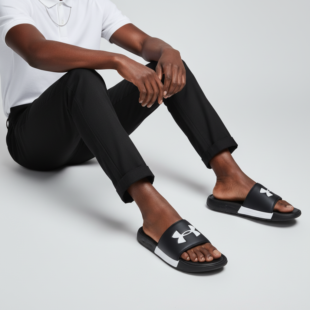 Order Under Armour Ignite 6 Slides 'Putih Hitam' 3022711-001