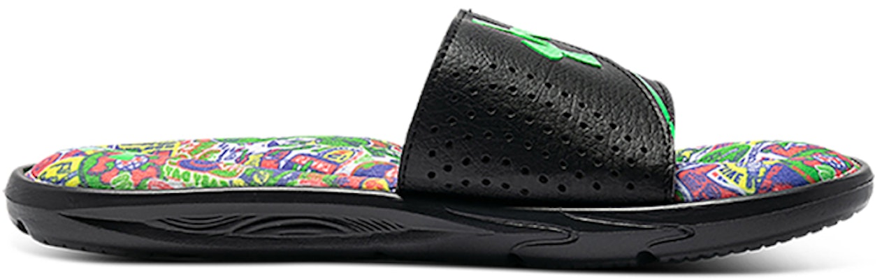 Under Armour Ignite VI Graphic Strap Slides 'Black Green' 3024451-004 Order Under Armour Ignite VI Graphic Strap Slides 'Black Green' 3024451-004