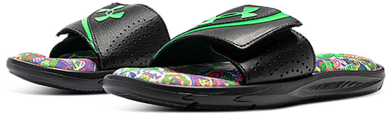 Under Armour Ignite VI Graphic Strap Slides 'Black Green' 3024451-004 Lookbook Under Armour Ignite VI Graphic Strap Slides 'Black Green' 3024451-004
