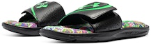 Lookbook Under Armour Ignite VI Graphic Strap Slides 'Hitam Hijau' 3024451-004
