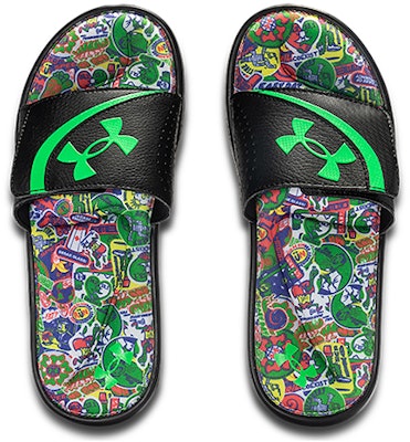 Under Armour Ignite VI Graphic Strap Slides 'Black Green' 3024451-004 Shop Under Armour Ignite VI Graphic Strap Slides 'Black Green' 3024451-004