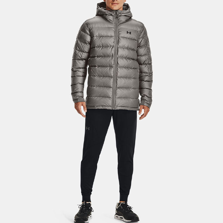 Shop Under Armour Impasse Ops Jaket Outdoor Waterproof Hooded Quilted Abu-Abu 1364889-066