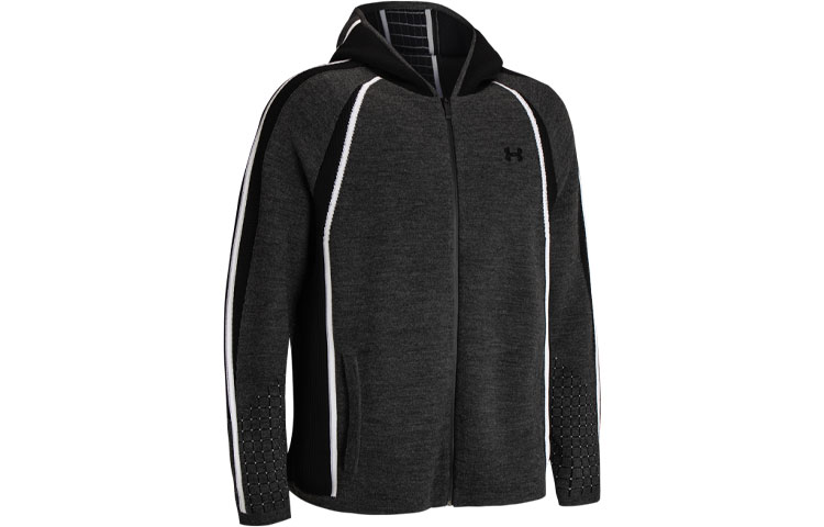 Under Armour Intelliknit Striped Zip Hoodie Sweatshirt Black 1368615-001
