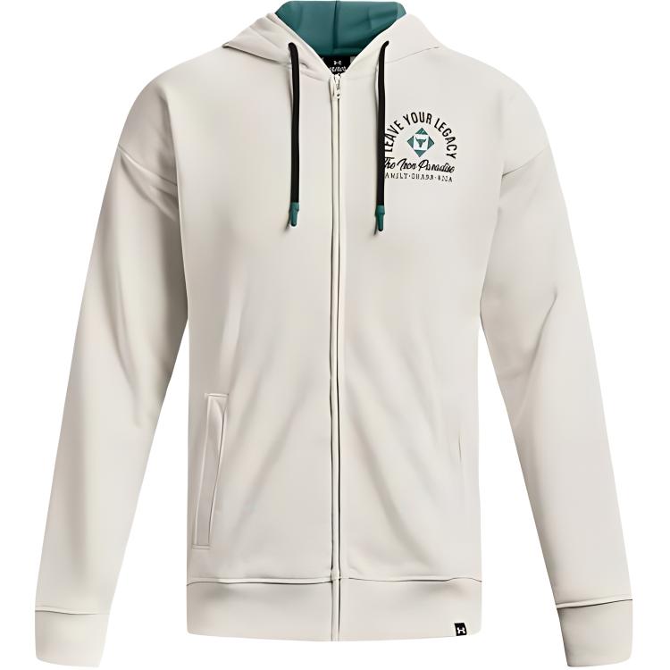 Under Armour Ivory Zip Hoodie with Logo Print Design 1377436-130