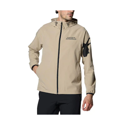 Under Armour Khaki Letter Print Raglan Sleeve Hooded Jacket 1381272-299