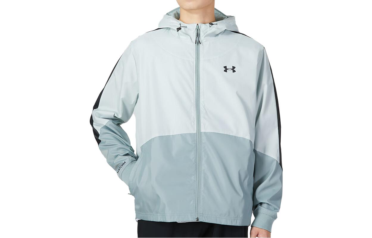 Under Armour Legacy Windbreaker Colorblock Logo Hooded Jacket Blue 1373821-781