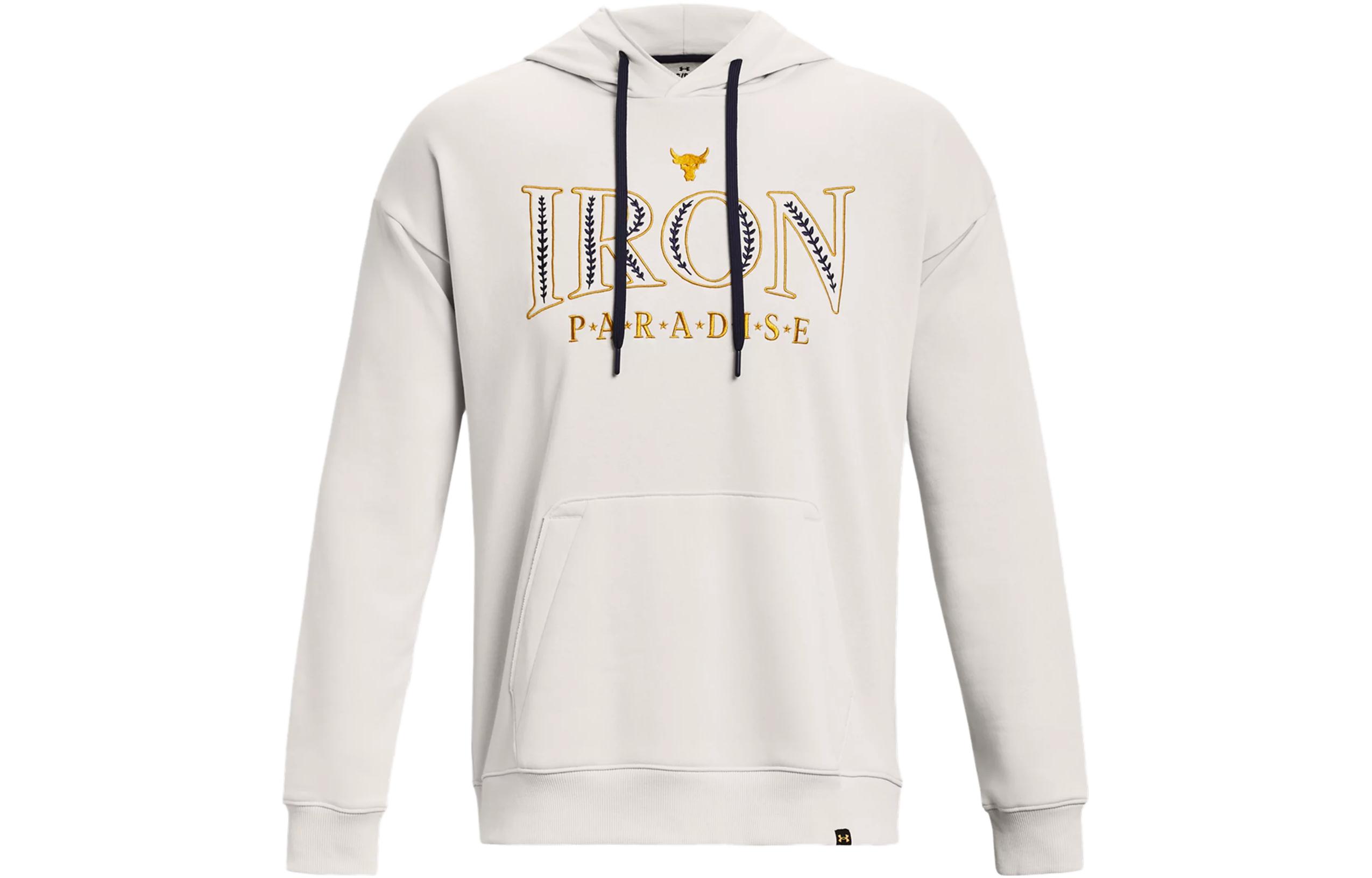 Under Armour Letter Print Hoodie Pullover in Off-White 1380115-114