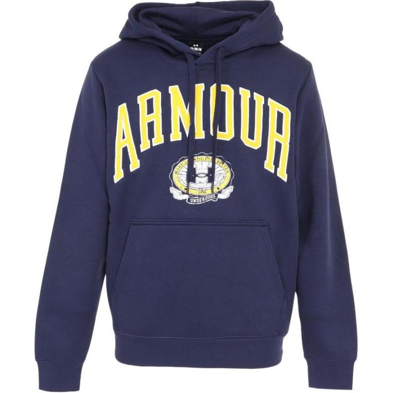 Under Armour Letter Print Pullover Hoodie Blue Long Sleeve Sweatshirt 1381332-410