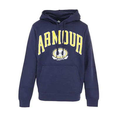 Under Armour Letter Print Pullover Hoodie Blue Long Sleeve Sweatshirt 1381332-410