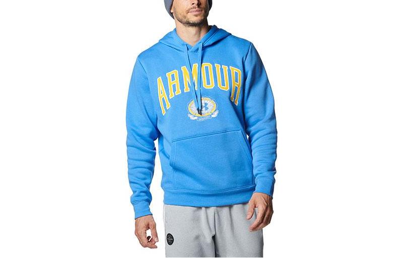 Under Armour Light Blue Letter Print Pullover Hoodie 1381332-464